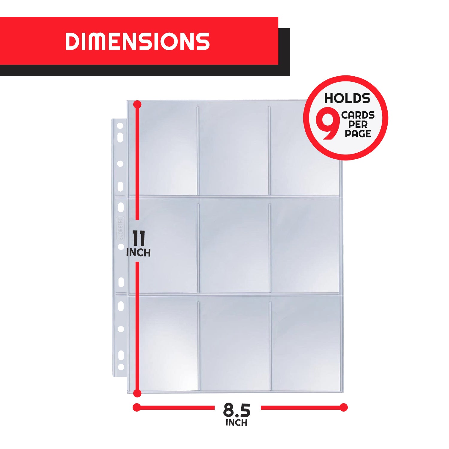 EVORETRO 9-Pocket Binder Pages For Trading Cards (40 Sheets) - 36 Unit Case