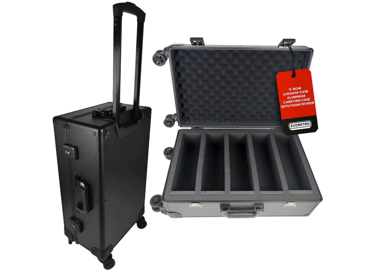 EVORETRO Graded Card Case – Show-Day Roller, TSA Lock, Foam - 1 Unit Case