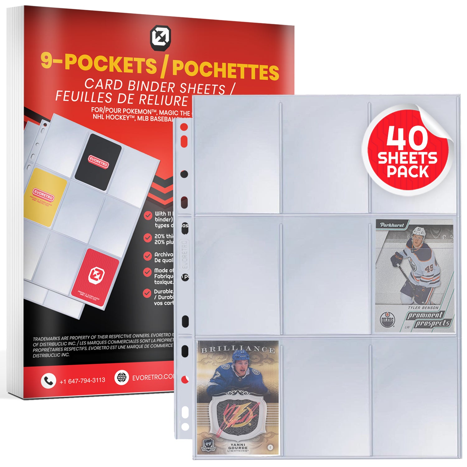 EVORETRO 9-Pocket Binder Pages For Trading Cards (40 Sheets) - 36 Unit Case