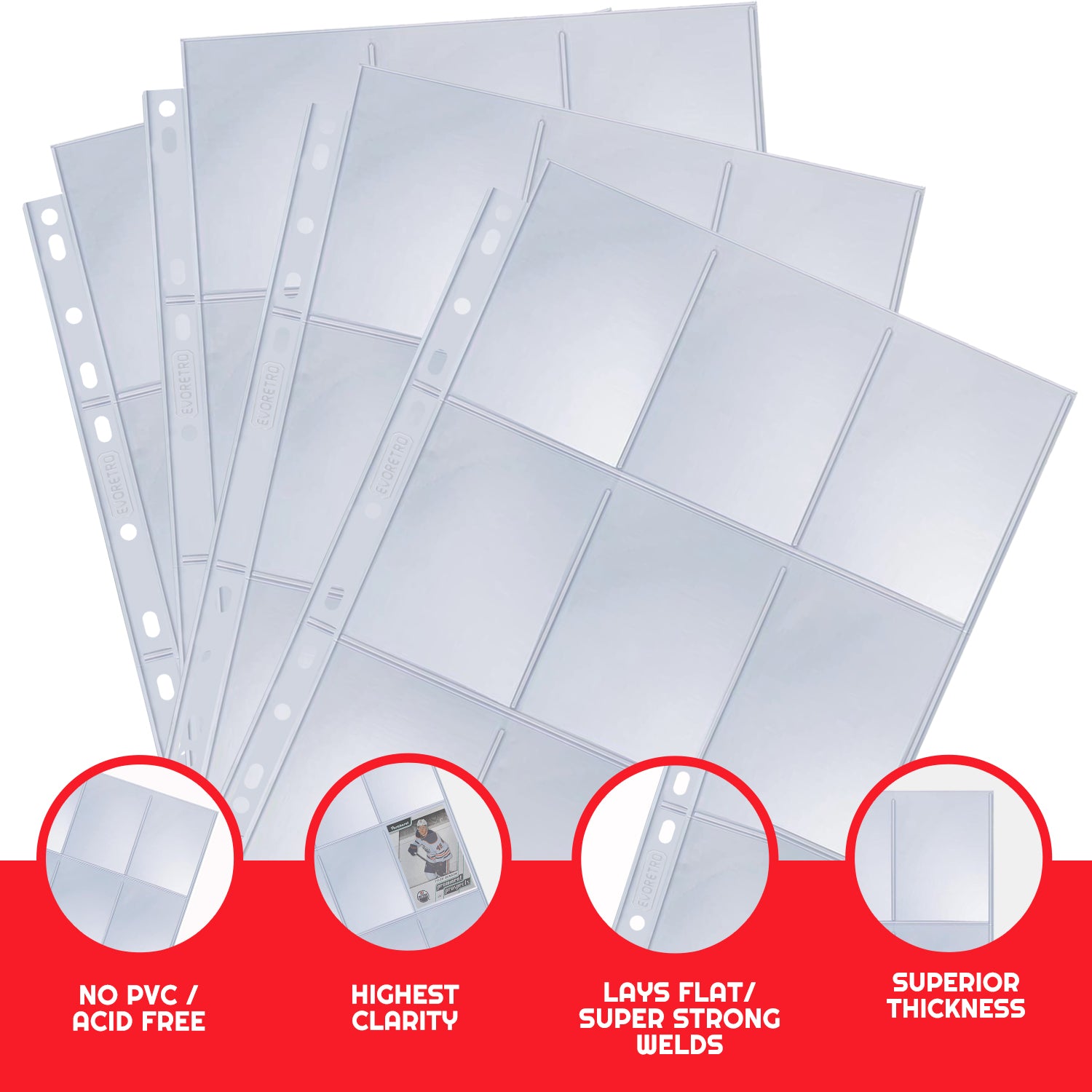 EVORETRO 9-Pocket Binder Pages For Trading Cards (40 Sheets) - 36 Unit Case