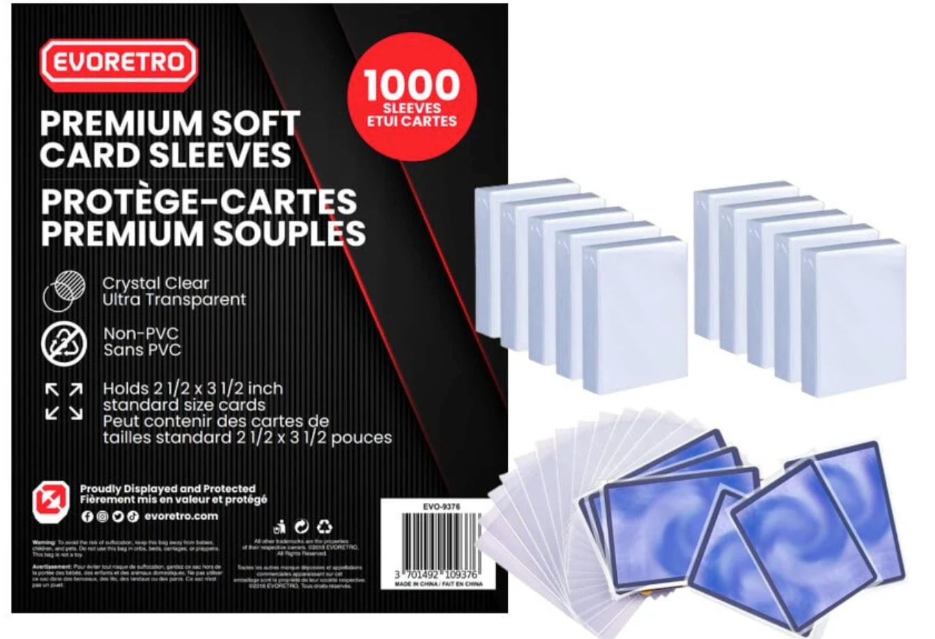 EVORETRO Premium Soft Card Sleeves – Pack Of 1000 - 20 Unit Case