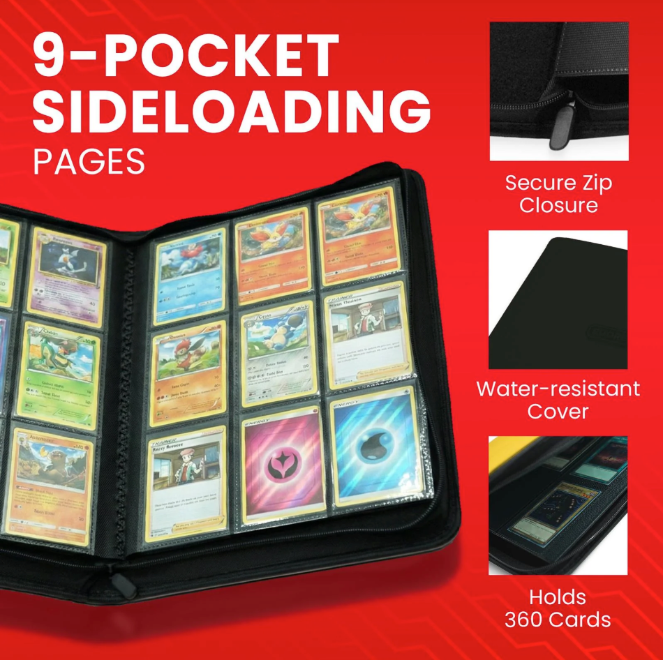 EVORETRO 9-Pocket Zip-Up Zipper Binder 360 Cards – 20 Unit Case