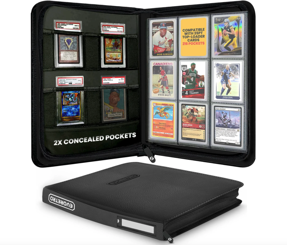 EVORETRO Top Loader Binder 3X3 216 Card Holder Black-Red - 10 Unit Case